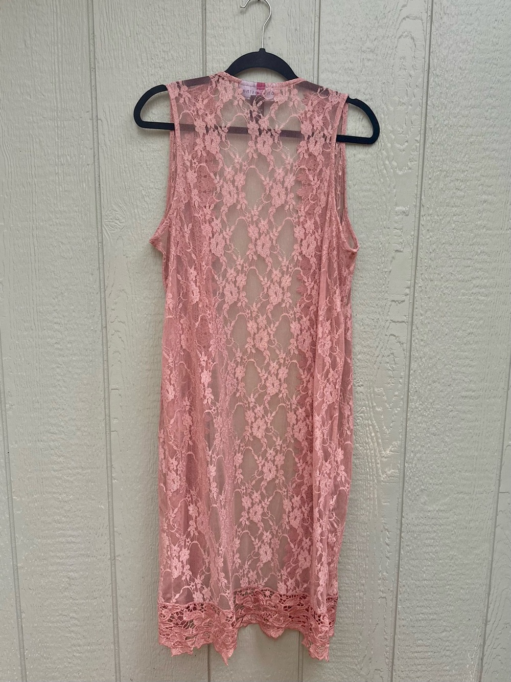 Polly & Esther Lace Overlay Vest — Dusty Rose Pink - Picture 4 of 4